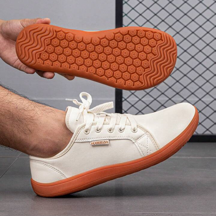 White Sneaker & Brown Sole - Joyo Barefoot