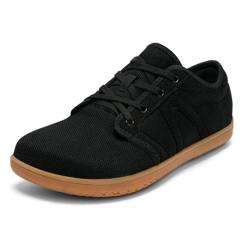 A stylish black shoe with laces and a rubber sole - Joyo barefoot