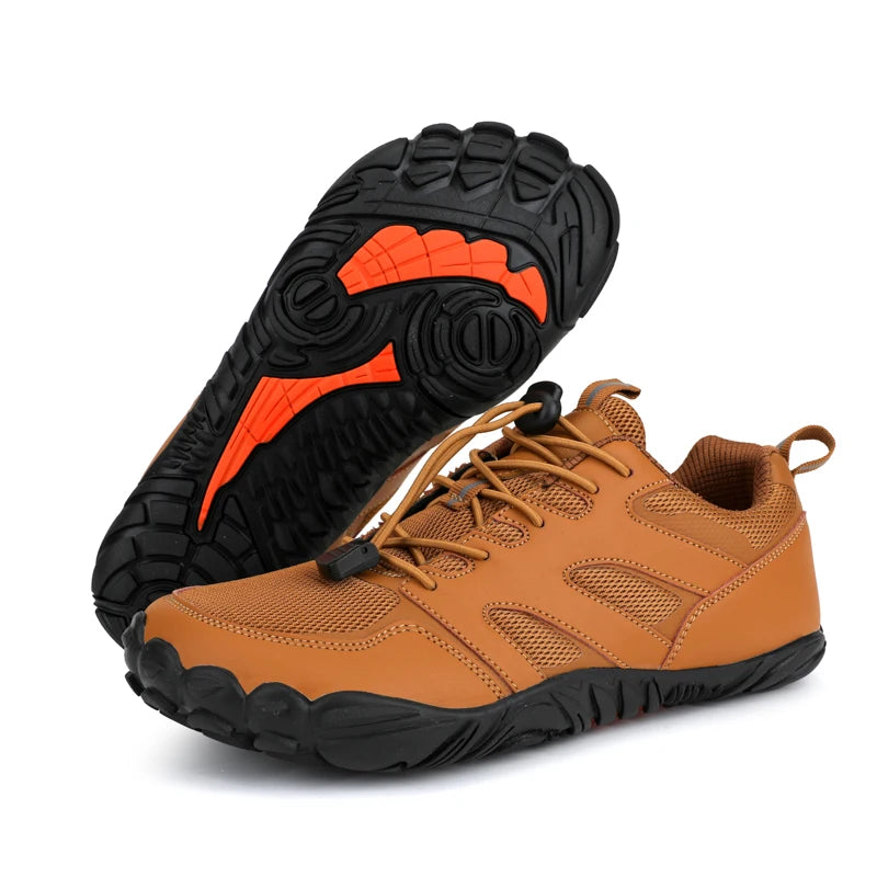 Brown Hiking Shoes, Black-Orange Soles | Joyo Barefoot