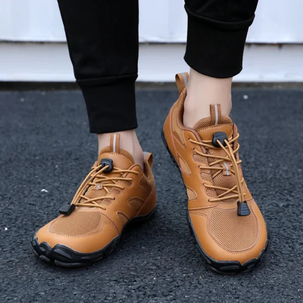 Tan Hiking Boots on Feet | Joyo Barefoot