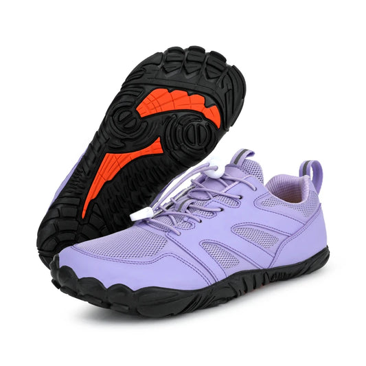 Purple Athletic Shoes, Orange Accents | Joyo Barefoot