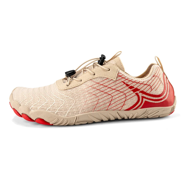 Beige and red men's running shoe - Joyo barefoot