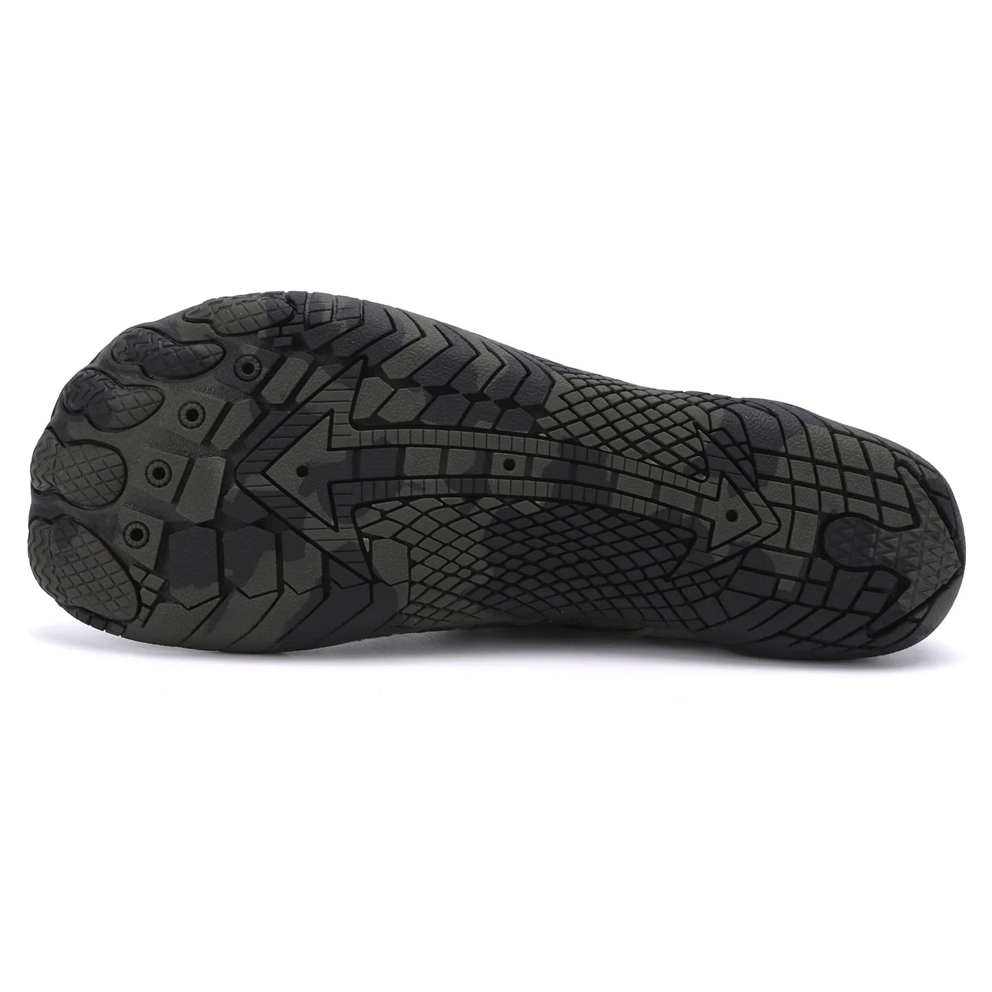 sole of a black shoe with a arrow - Joyo barefoot