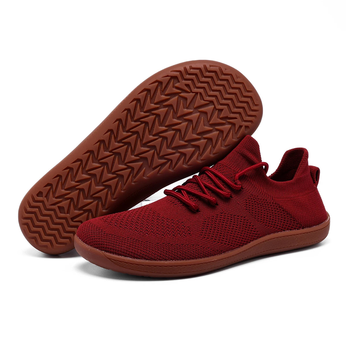 Maroon knit sneakers—Joyo barefoot