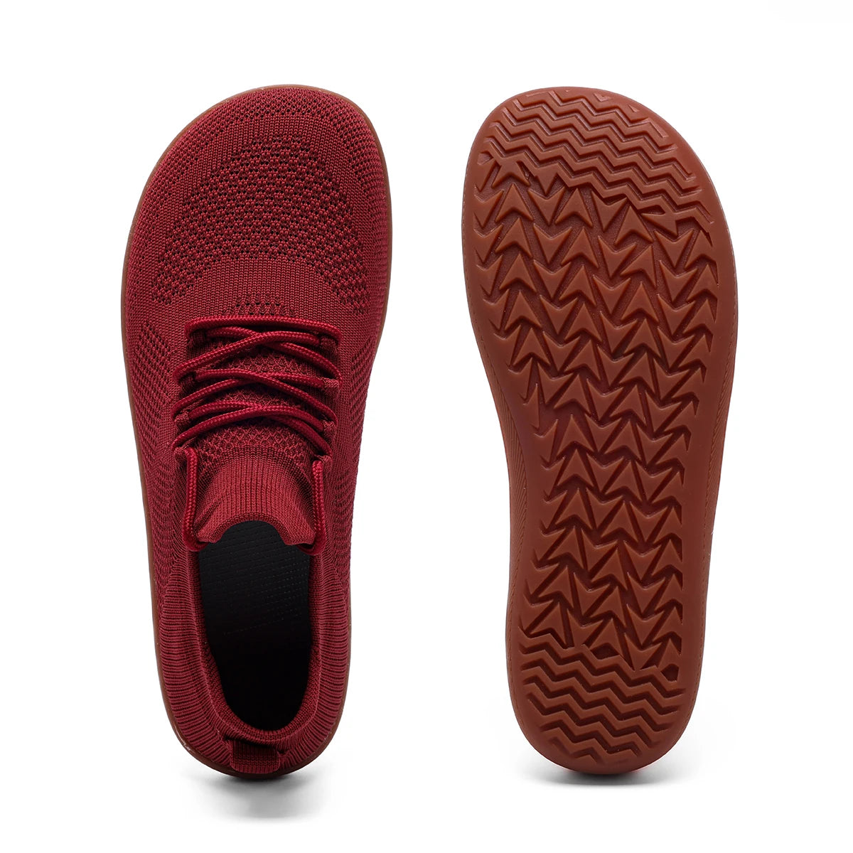 Maroon knit sneakers with brown sole - Joyo barefoot