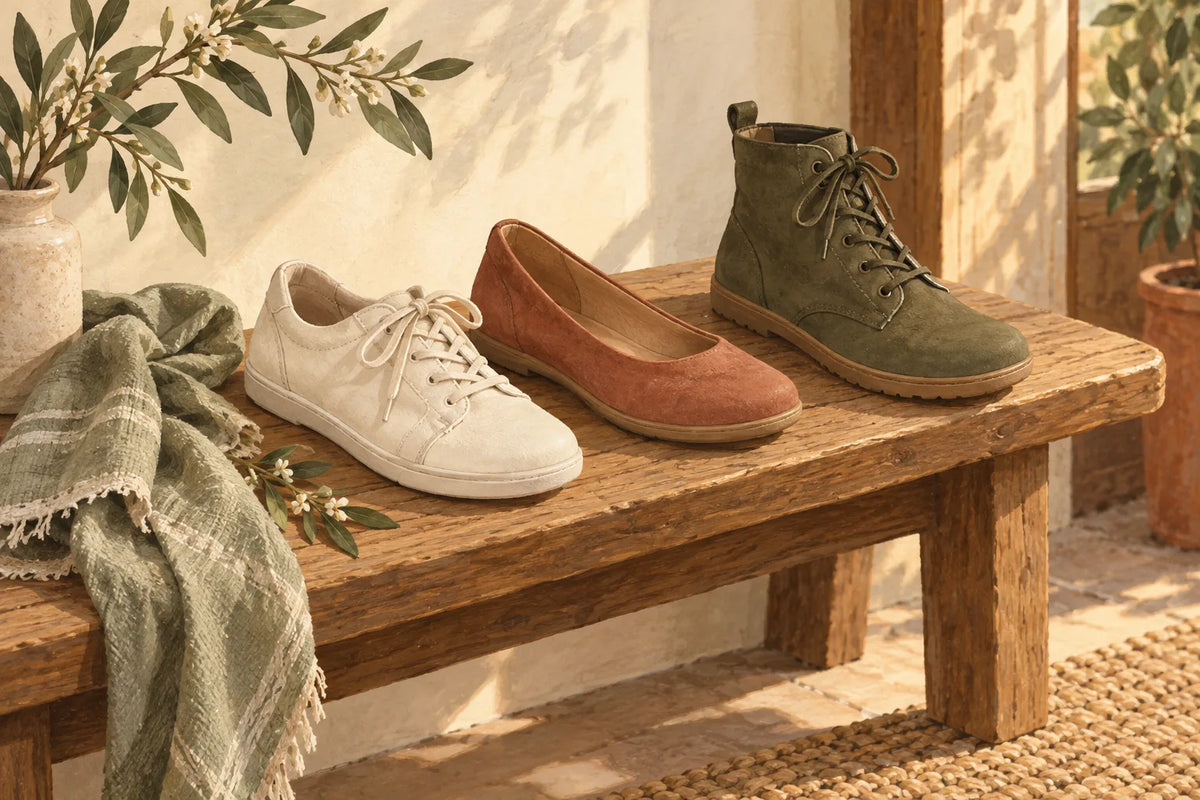 Editorial illustration of shoe styles; not the compared products