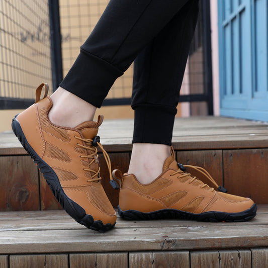 Brown Hiking Shoes, Black-Orange Soles | Joyo Barefoot