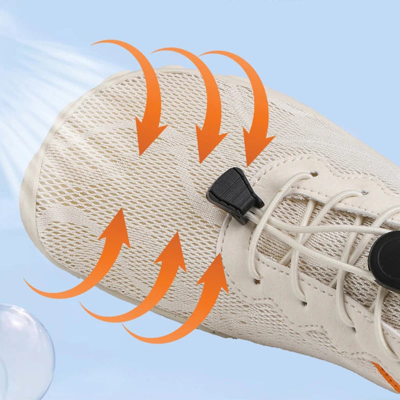 Beige Sneaker with Airflow Arrows | Joyo Barefoot

