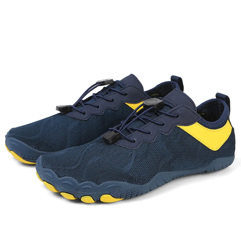 Navy Blue & Yellow Shoes | Joyo Barefoot
