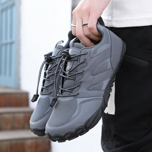 Gray Sneakers, Black & Orange Soles | Joyo Barefoot