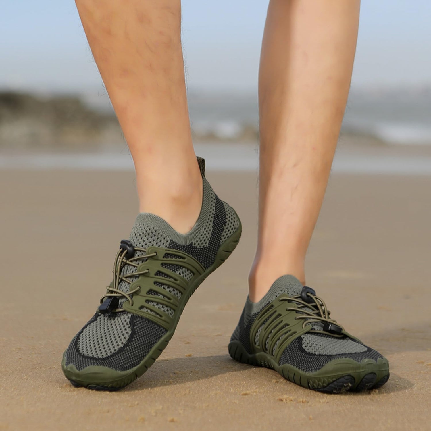 Green & Gray Shoes on Beach | Joyo Barefoot
