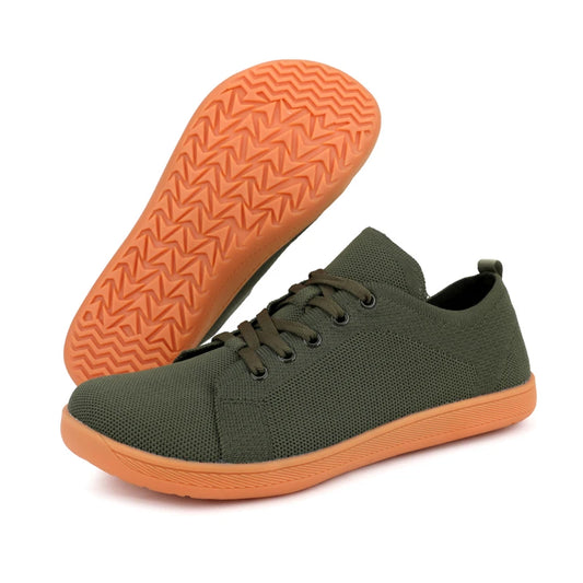 Green sneakers with brown sole - Joyo barefoot